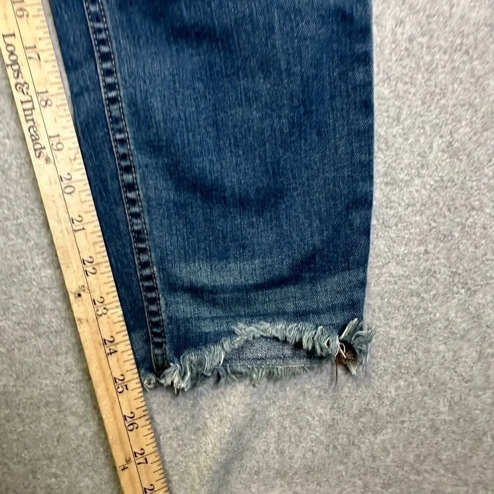 Free People Women’s Size 29 Skinny Jeans Blue Dark Wash Distressed Denim Raw Hem